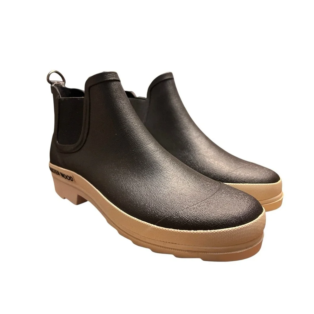 BAXTER WOOD Unweathered Black W/ White Sole Chelsea Woman's‎ Boots SIZE 9 NIB!!!